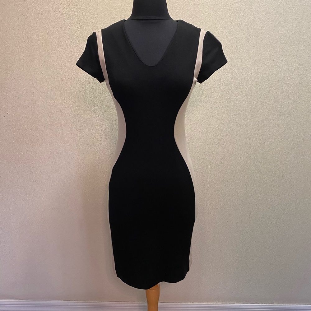 DVF Black Cream Curvy Dress 0